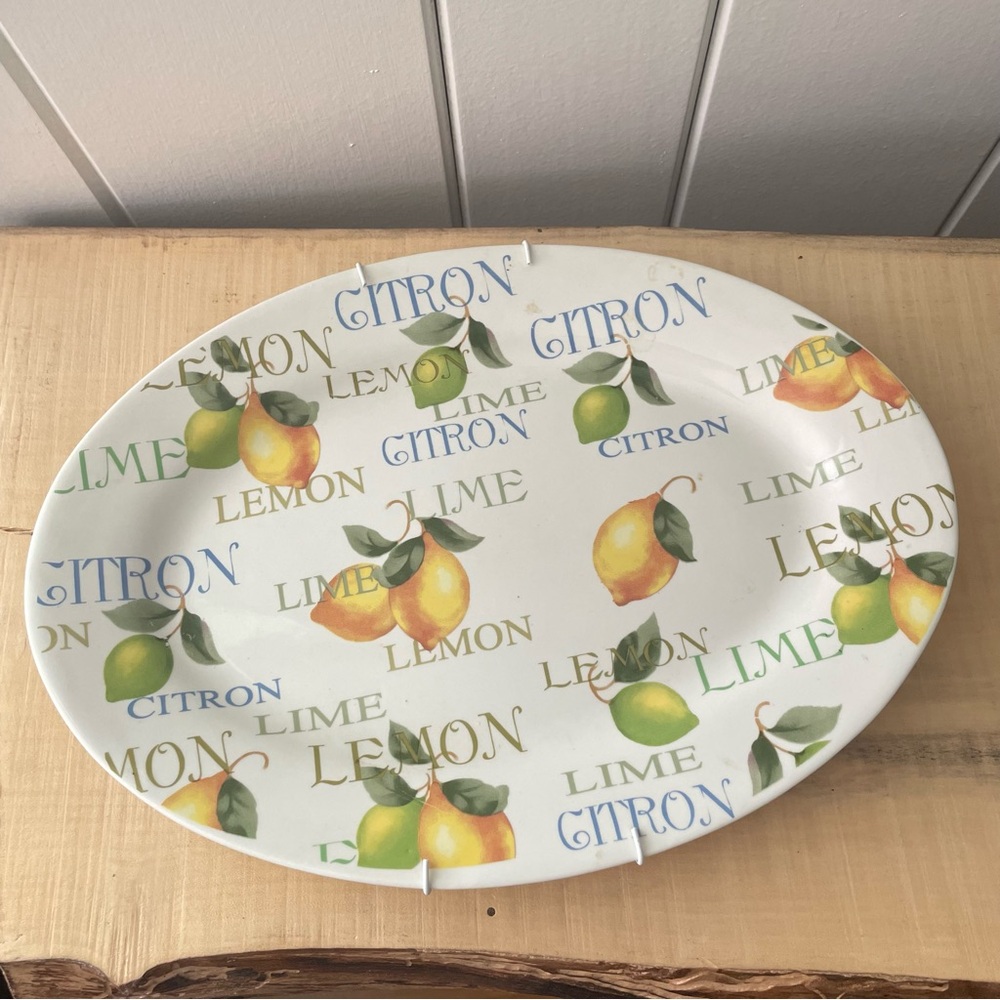 LAST CHANCE Lemon Lime Themed Oval Hanging Serving Platter Citrus Kitchen Decor - Picture 4 of 5